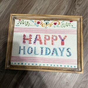 Festive Multicolor 'Happy Holidays' Framed Sign